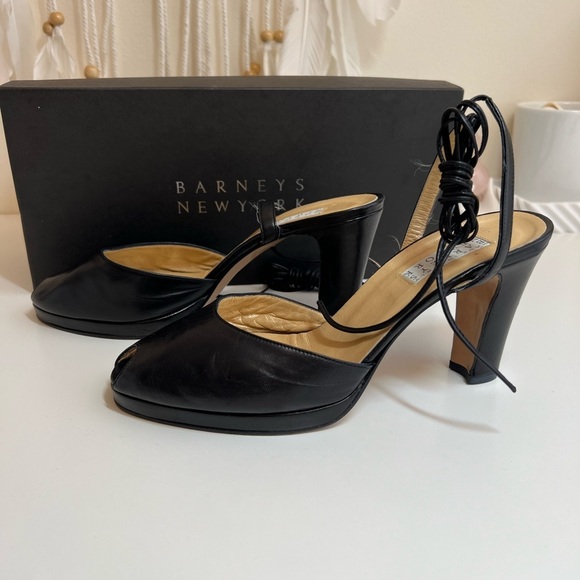 Barneys Newyork Open toe Leather wrap Ankle heel Shoes - Picture 12 of 16